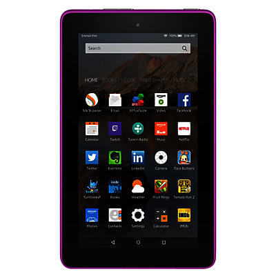 Amazon Fire 7 Tablet, Quad-core, Fire OS, 7, Wi-Fi, 8GB, Black Magenta